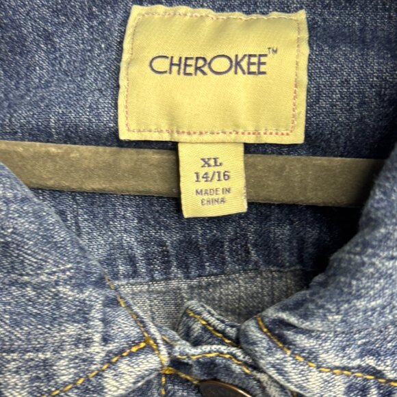 Cherokee Girls Denim Vest – Size XL 14/16 – Classic Button Front - Picture 3 of 5